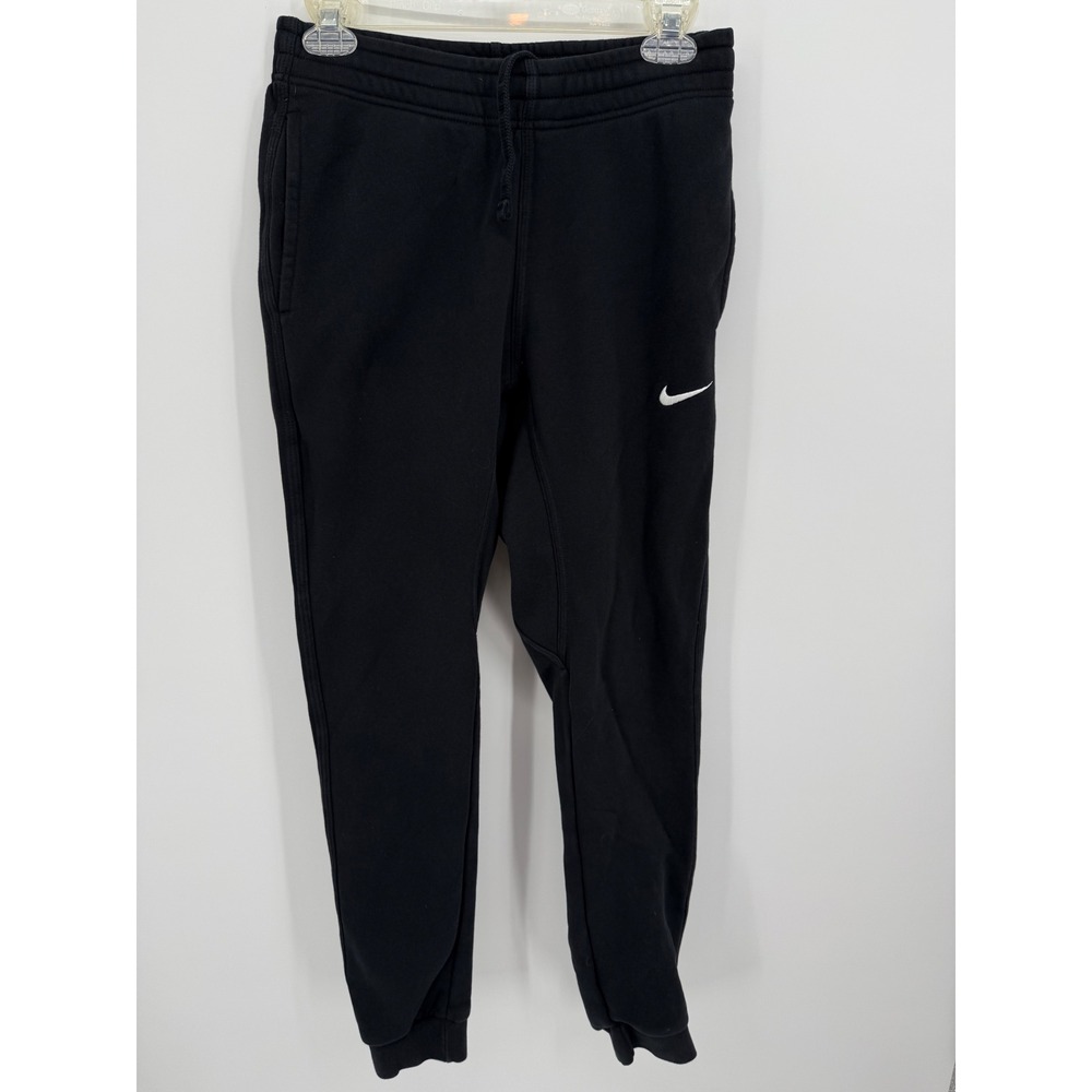 Nike Jogger Sweatpants Women Small Black Fleece Embroidered Swoosh Logo Pockets